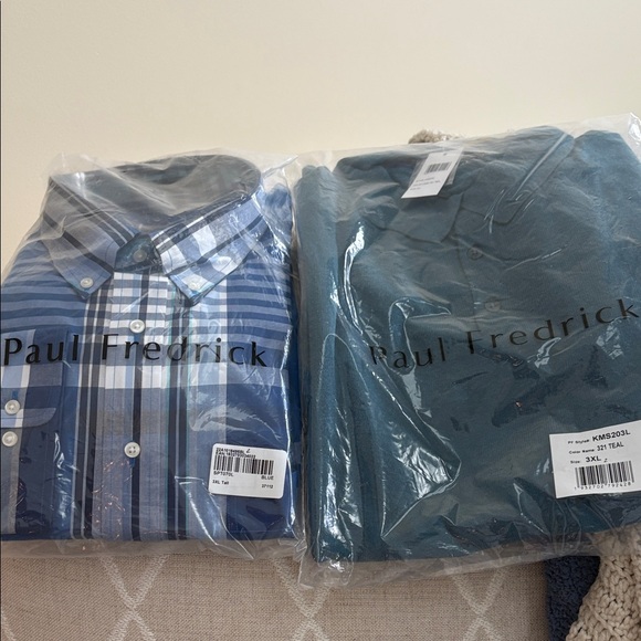 Paul Fredrick Other - Paul Fredrick Striped Blue and Solid Teal  Men's 3XL Shirts